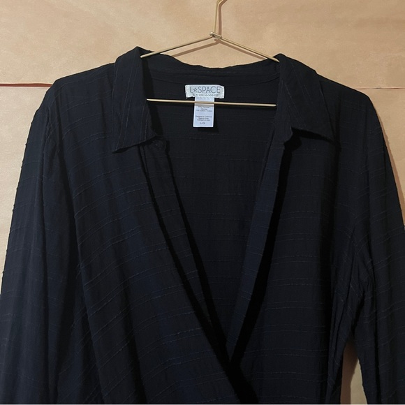 LSPACE | Daydream Tunic Swim Cover-Up Wrap Dress Mini Black Size L - Picture 4 of 13